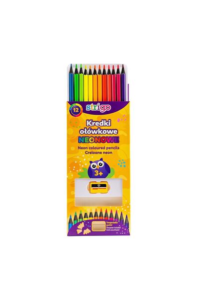 Strigo Colored pencils, 12 neon colors, with sharpener SSC117