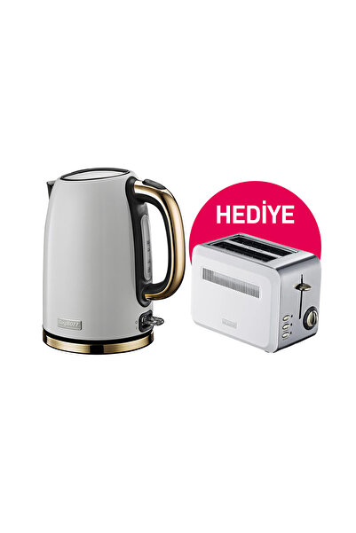 Berghoff Gem Titan 1.7 Liter Glossy White Gold Water Heater and Toaster