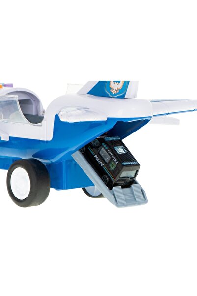 Glow Goods Set Interactive Toy Airplane with 6 Vehicles and Traffic Signs, Police City Patrol, Sound and Light