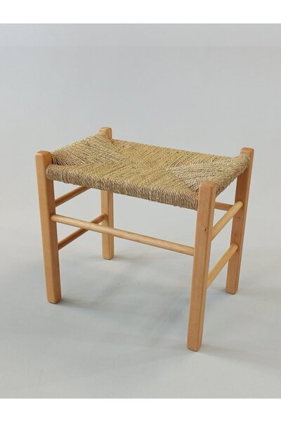 Özer Aldoğan Hasır Örgülü Ahşap Tabure