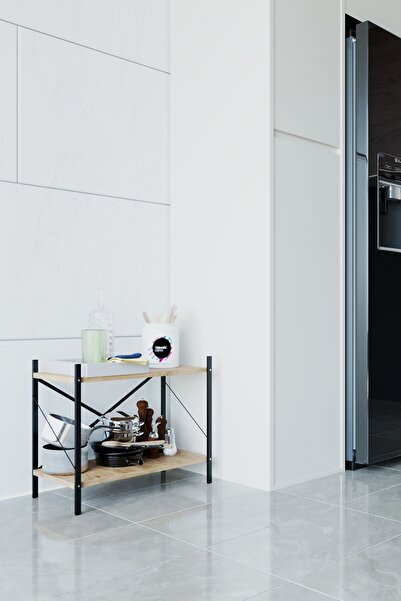 WOODENSA Metal Mutfak Rafı Malzeme Dolabı 2 Raflı Mikrodalga Fırın Rafı Çok A...