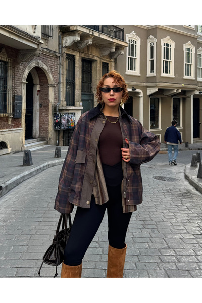 Bak'ap Premium καρό βελούδινο μπουφάν με γιακά