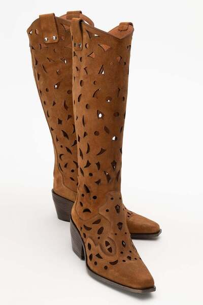 Zeynep Sıradağlı حذاء هارسي نسائي من الجلد الطبيعي باللون البني الفاتح من جلد...