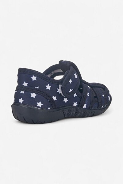 Nstil Daily Unisex Navy Blue Children's Sandals Flexible Non-Slip Sole Linen Velcro Summer Home Nursery Shoes 143