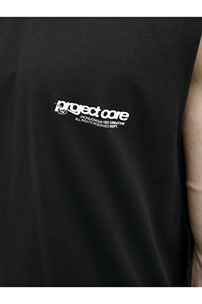 Jack & Jones Men's Black Jcounion Print Tank Top Sn T-Shirt 12273446-Black