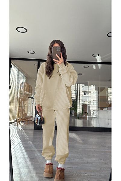 Baybay KADIN 3 İPLİK OVERSİZE KAPÜŞONLU EŞOFMAN TAKIMI