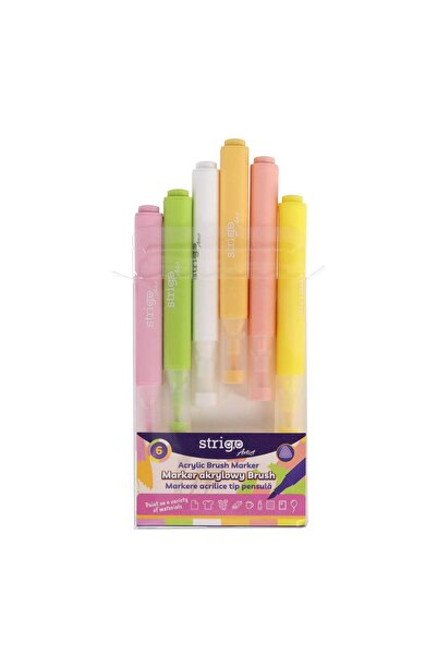 Strigo Acrylic brush markers, 6 colors SSC430