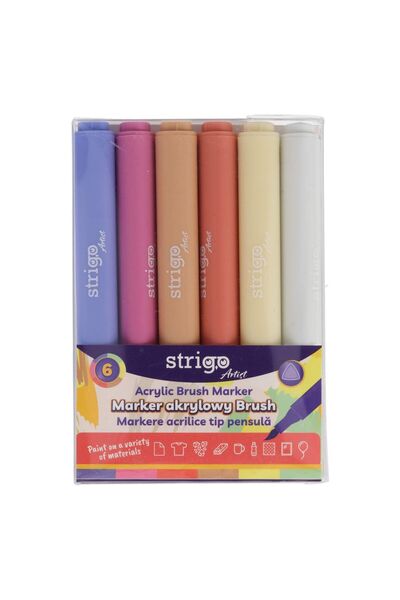 Strigo Acrylic brush markers, 6 colors SSC429