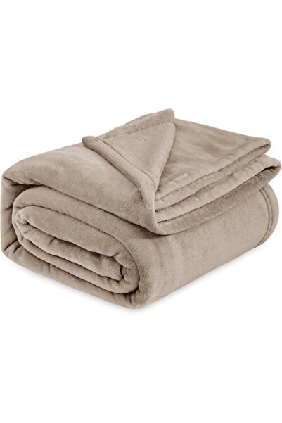 BEDSURE Premium Fleece Flannel Blanket, 150x200 cm, Light Brown