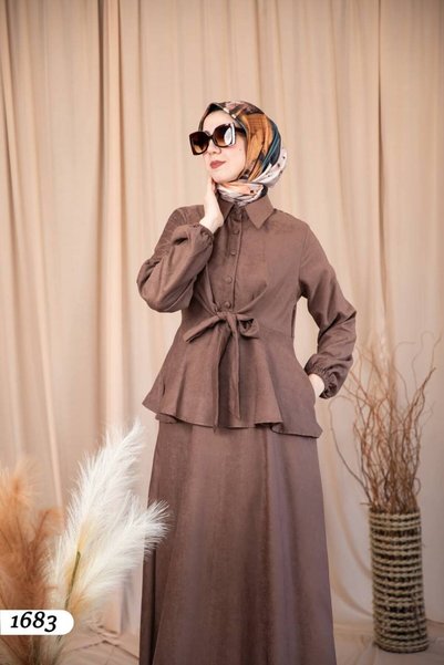 Atika Moda Nobility in Winter |   2024-2025 Suede Fabric Long Dress