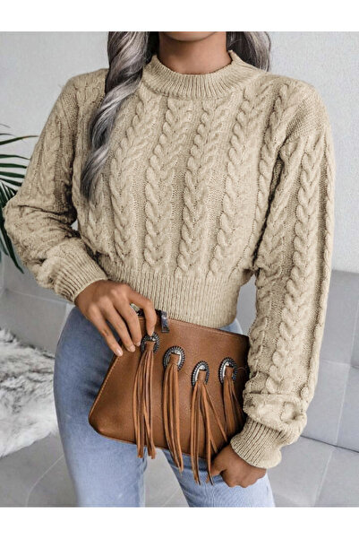 EKİN DEMİR Hair Knit Model Medium Length Crew Neck Women's Knitwear Sweater