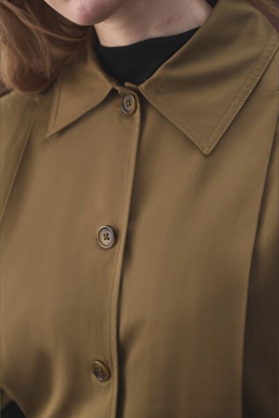 Hooopstore Vatkalı Gabardin Kısa Haki Ceket