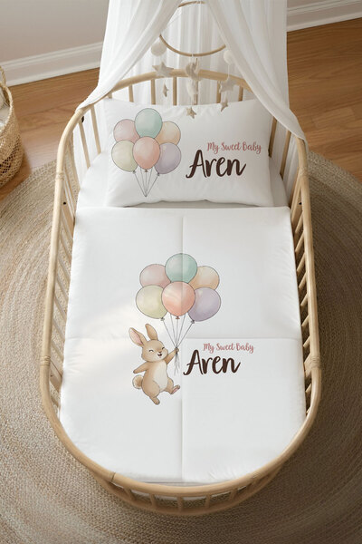 Homamia İsme Özel 4 Mevsim Anne Yanı Uyku Seti (60x100) %100 Pamuk
