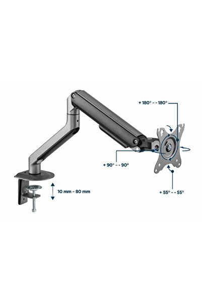 Gembird Monitor podpory, Gembird, hliník, reglabil, max 9 kg, podpora max VESA 100 x 100 mm, gri