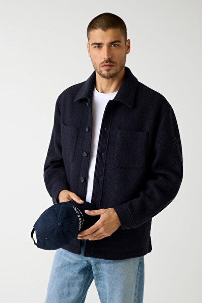 Guess Erkek Furry Gömlek Ceket - Lacivert