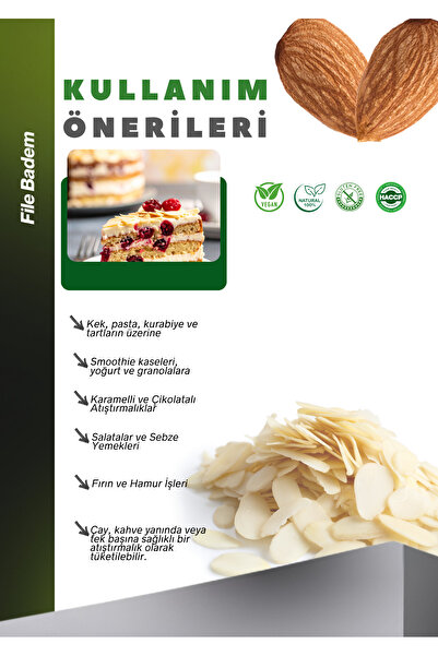 Laraska File Badem 1kg Almond Flakes Taze Yeni Mahsül