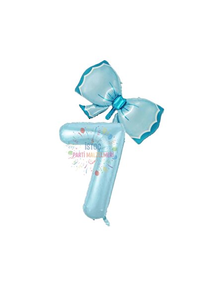 İSTOÇ PARTİ Blue Number Bow Foil Balloon Set Age 7