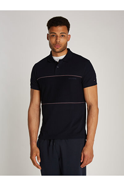 Tommy Hilfiger Men Desert Sky Short Sleeve Global Stripe Regular Fit Polo T-Shirt