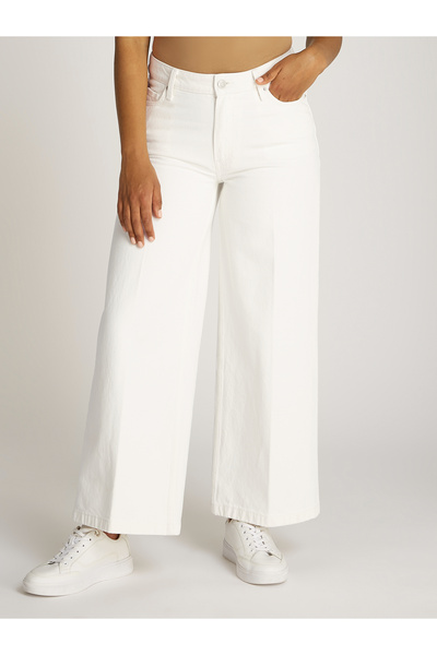 Tommy Hilfiger Women Ecru High Rise Wide Jeans