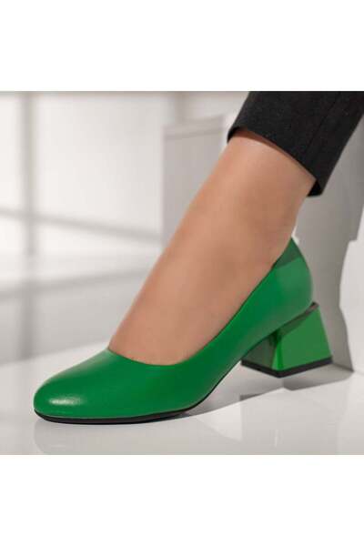 Modlet.ro Women's green block-heeled shoes MOD12112