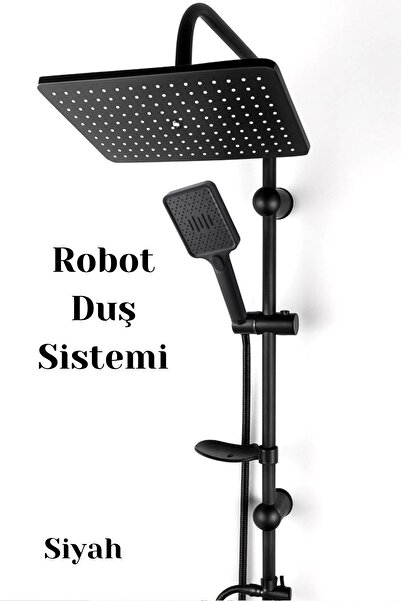 Badem10 Robot Duş Seti Tam Takım Siyah Lüks Yağmurlama Çok Fonksiyonlu El Duş...