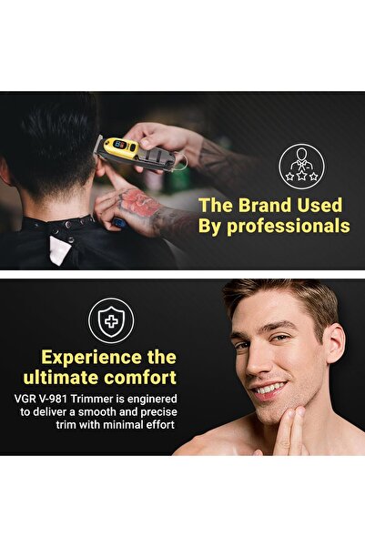 VGR V-981 Professional Corded and Cordless Hair Clipper with LED Display and Turbo Mode