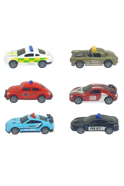 SEHER OYUNCAK Pull and Drop Metal Small Cars 8 cm Set of 6 (Lisinya)