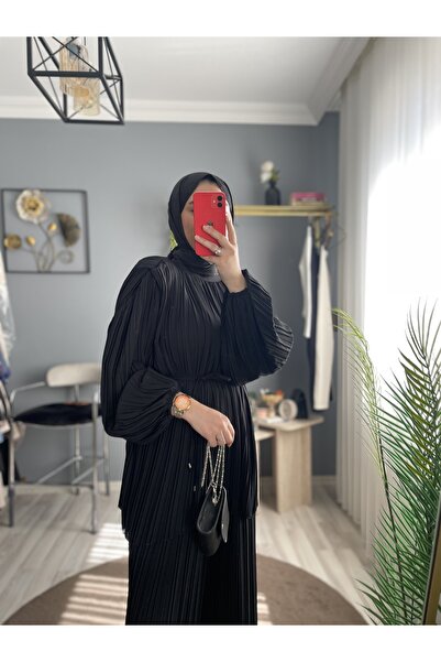 byalisdmr Oversized Long Tunic-Pants Double Pleated Suit -Black