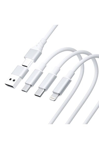 3MK 3in1 Data Cable, 3MK, White, 1.5 m, MicroUSB/Lightning/USB-C