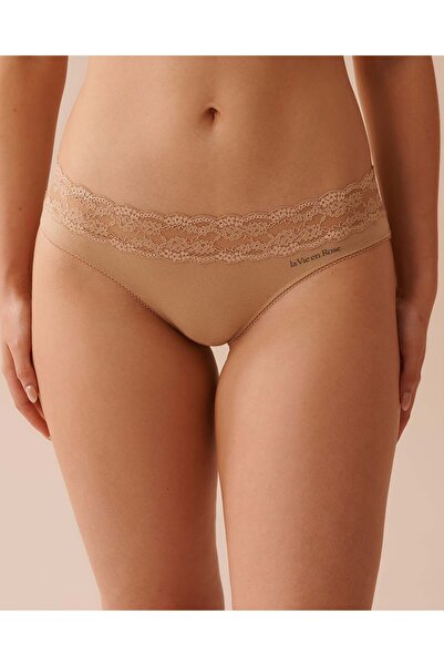 La Vie en Rose Cotton and Lace Band Bikini Panty