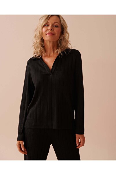 La Vie en Rose قميص مضلع بأكمام طويلة