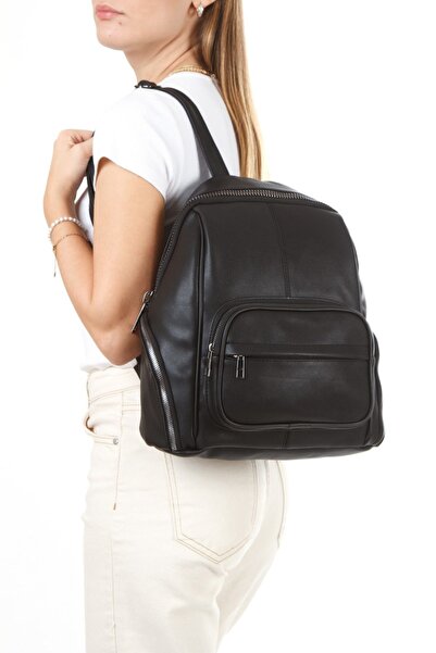 Newish Women's Vegan Leather Backpack - Black