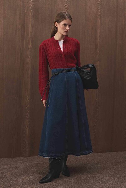 Hooopstore Fusta albastră din denim cu decupaje