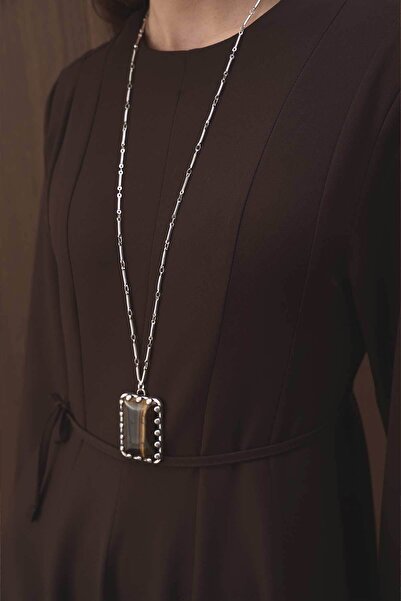 Hooopstore Belden Oturma Detaylı Kahve Elbise