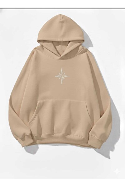 blackbonds Hanorac unisex colorat cu glugă, imprimat cu busolă mică