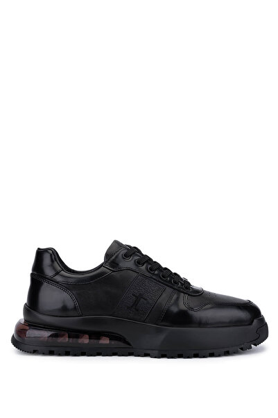 Tamer Tanca Men's Genuine Leather Black Sneakers & Sports Shoes