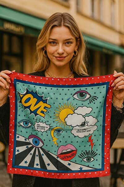 MARBERRY وشاح نسائي منقوش FLR24 مقاس 50x50 سم