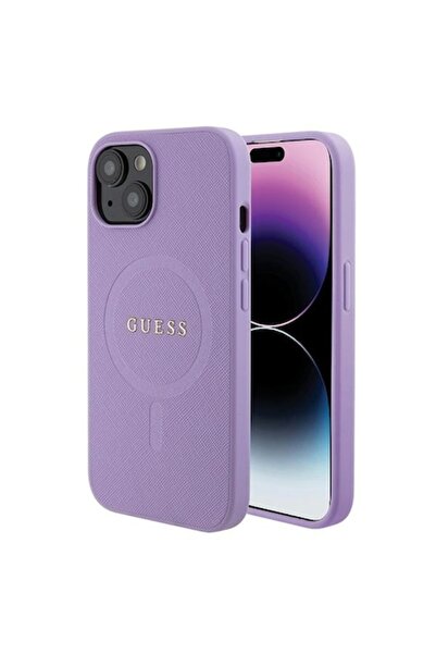 Guess Carcasă pentru iPhone 15 Plus, culoare Saffiano mov, Hardcase MagSafe