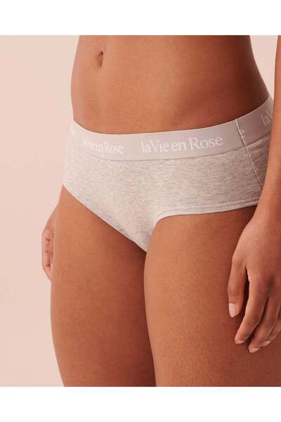 La Vie en Rose Cotton and Logo Elastic Band Hiphugger Panty