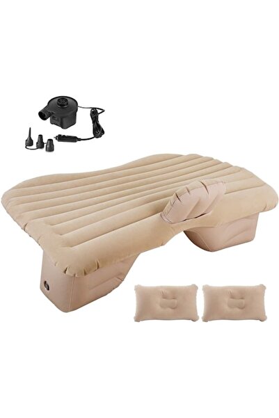 Glow Goods Inflatable Car Mattress for Bench, 2 Pillows Included and Pump, Beige