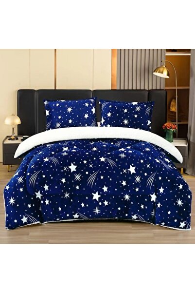 OEM Set pilotă Cocolino cu blană artificială, 3 piese, 200x230 cm, include 2 fețe de pernă 50x70