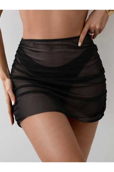 EKİN DEMİR Ελαστική μέση με κορδόνι που δένει το μπικίνι με τούλινη φούστα παραλίας