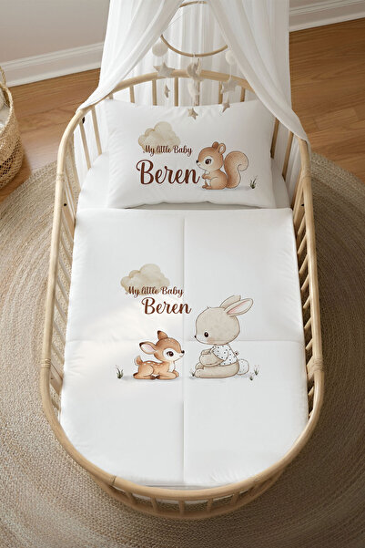 Homamia İsme Özel 4 Mevsim Anne Yanı Uyku Seti (60x100) %100 Pamuk