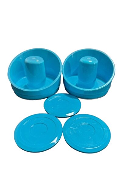 Arcade Mavi Renk Aır Hockey Elcik Ve Mavi Renk Disk Havalı Hockey Tokacı Ve D...