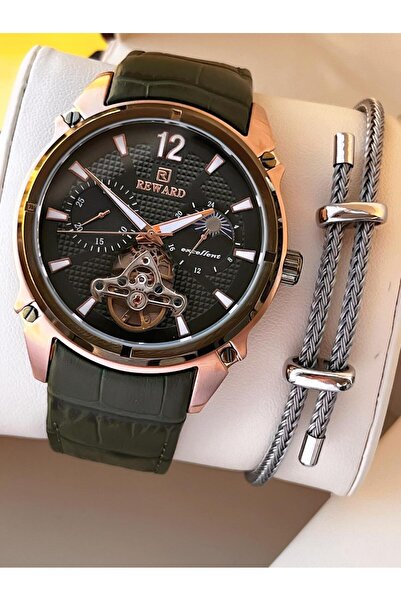 Reward İtalyan Bileklik Hediyeli Deri Kordon Otomatik Mekanizma 5 Atm Erkek K...