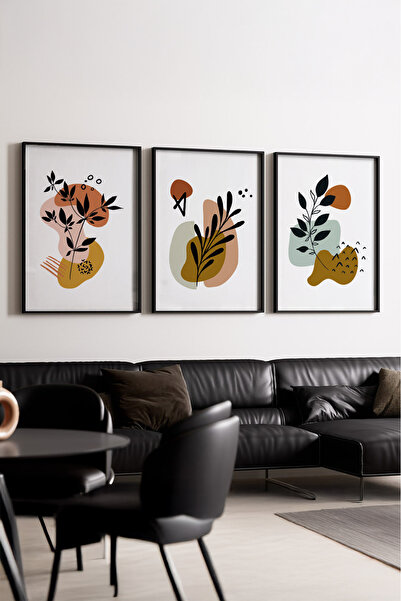 huhuli Set of 3 Wooden Black Framed Paintings Huhu185