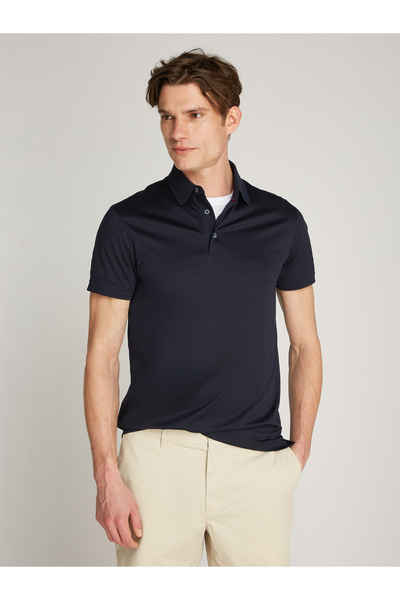 Tommy Hilfiger Men Desert Sky Short Sleeve Logo Embroidered Slim Fit Polo T-Shirt