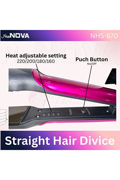 NEW NOVA Professional Hair Straightener with Adjustable Heat and Negative Ion Function (NHS-870)