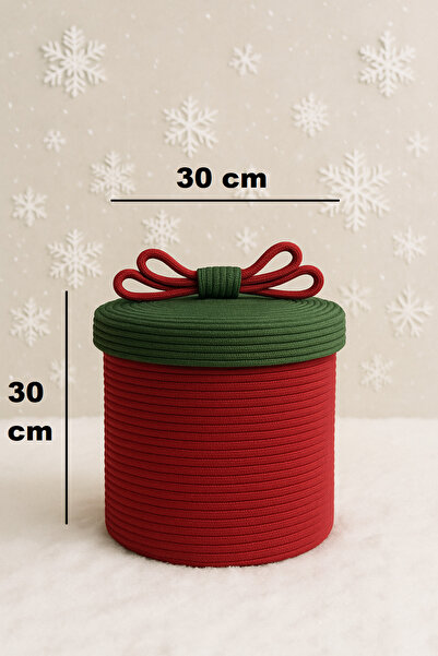 MaVaux Різдвяний набір з 4 декоративних подарункових кошиків з джутовим шнуром – червоно-зелений різдвяний кошик