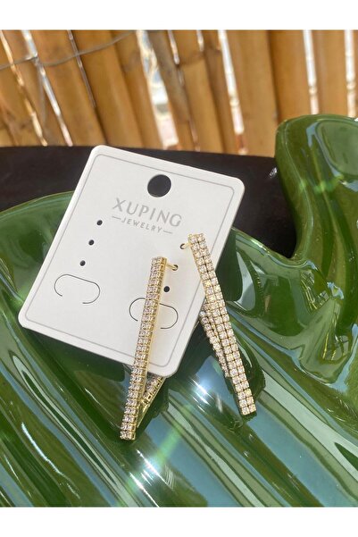 XUPING JEWELRY ÇELİK KÜPE TAŞLI KESKİN ÜÇGEN